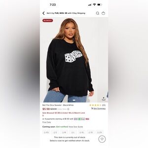 Fashion Nova Black and White Dice Sweatshirt